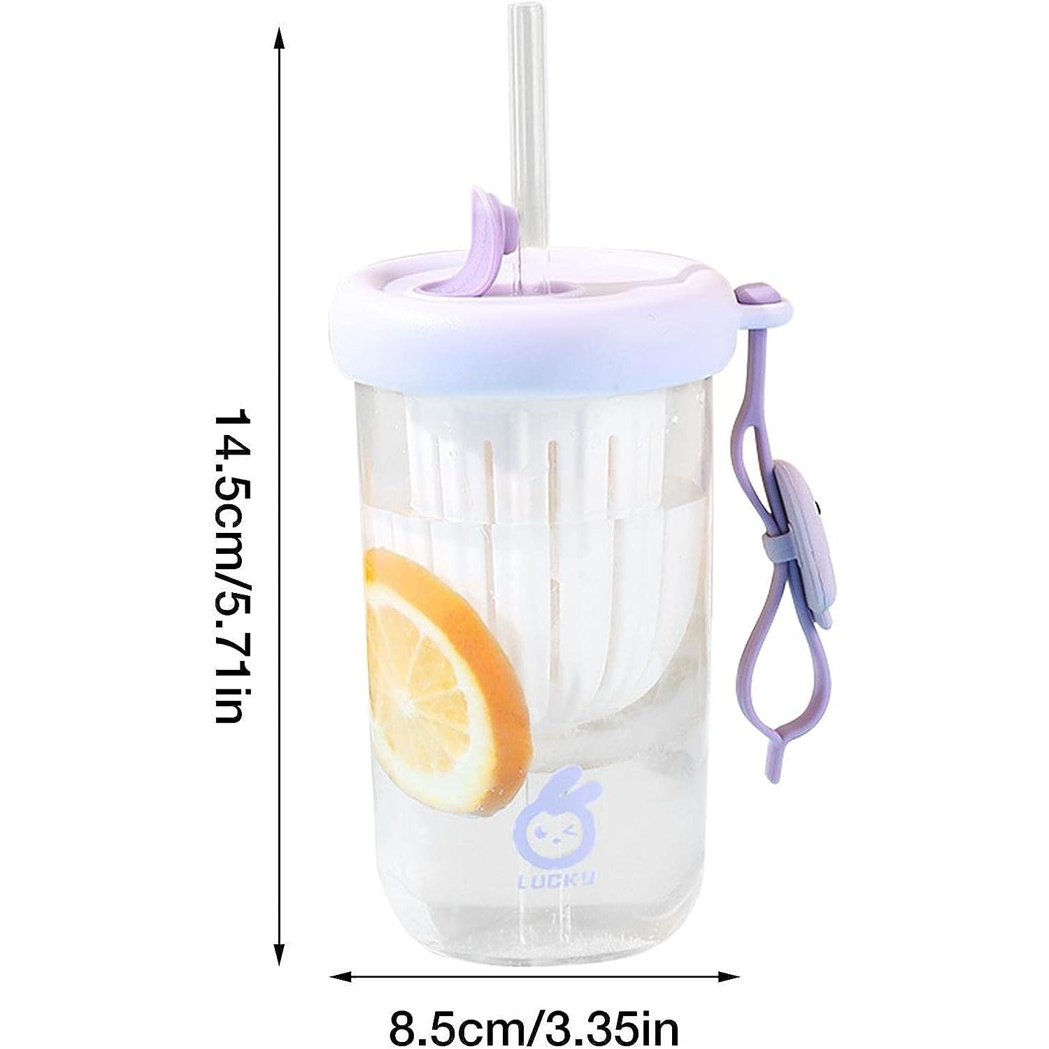 Pahar din silicon, cu capac si pai, pentru copii, Flippy, anti-cadere, compartiment pentru fructe/ceai/gheata, rezistent la temperaturi inalte, 500ml, Mov, 14.5x8.8x20 cm-4