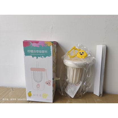 Pahar din silicon, cu capac si pai, pentru copii, Flippy, anti-cadere, compartiment pentru fructe/ceai/gheata, rezistent la temperaturi inalte, 500ml, Alb, 14.5x8.8x20 cm-7