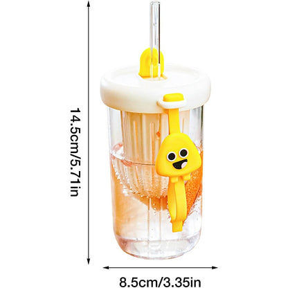 Pahar din silicon, cu capac si pai, pentru copii, Flippy, anti-cadere, compartiment pentru fructe/ceai/gheata, rezistent la temperaturi inalte, 500ml, Alb, 14.5x8.8x20 cm-2