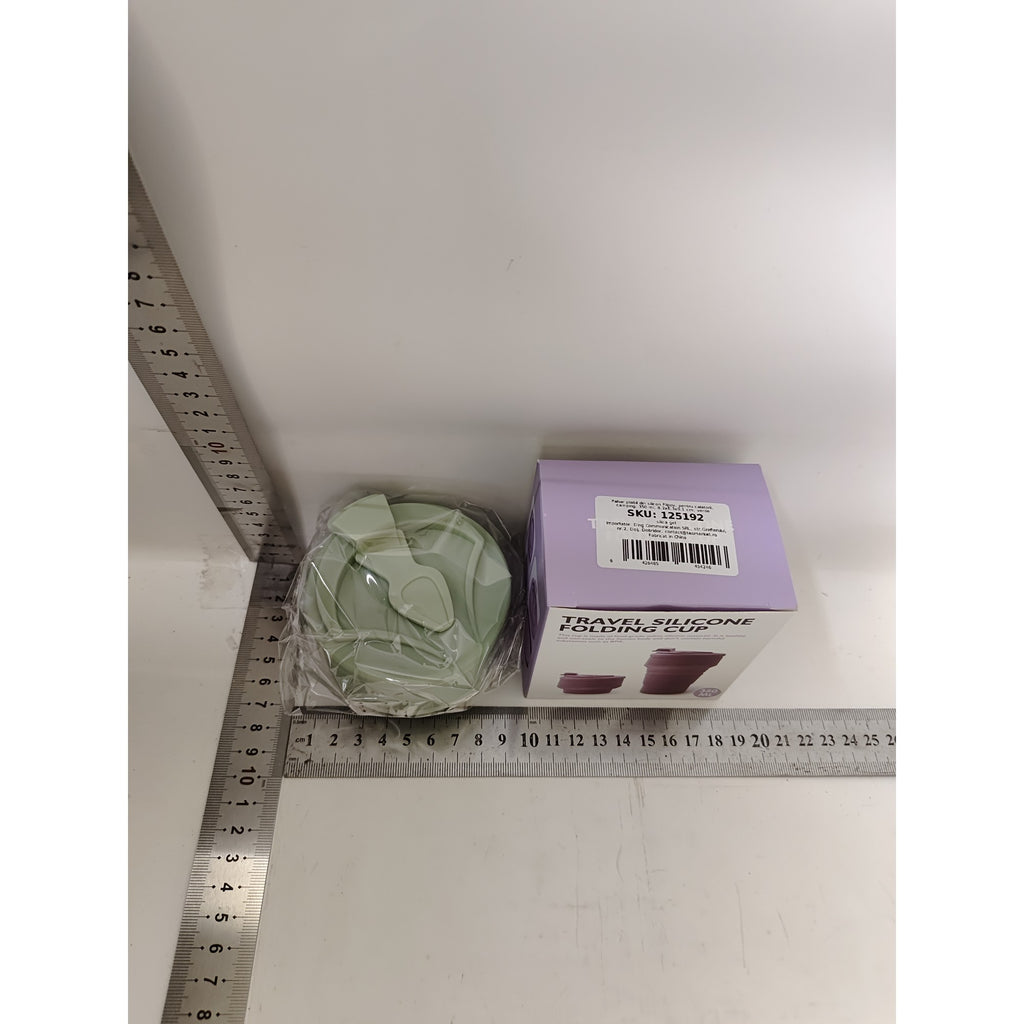 Pahar pliabil din silicon Flippy, pentru calatorii, camping, 350 ml,  8.2x6.3x9.1 cm, verde-9
