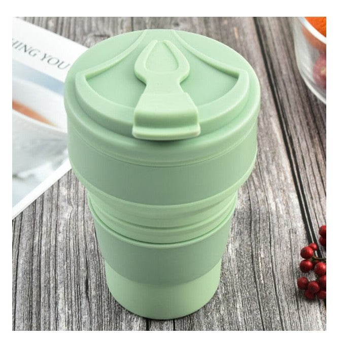 Pahar pliabil din silicon Flippy, pentru calatorii, camping, 350 ml,  8.2x6.3x9.1 cm, verde-3