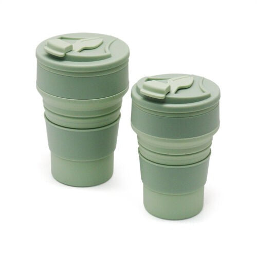 Pahar pliabil din silicon Flippy, pentru calatorii, camping, 350 ml,  8.2x6.3x9.1 cm, verde-5