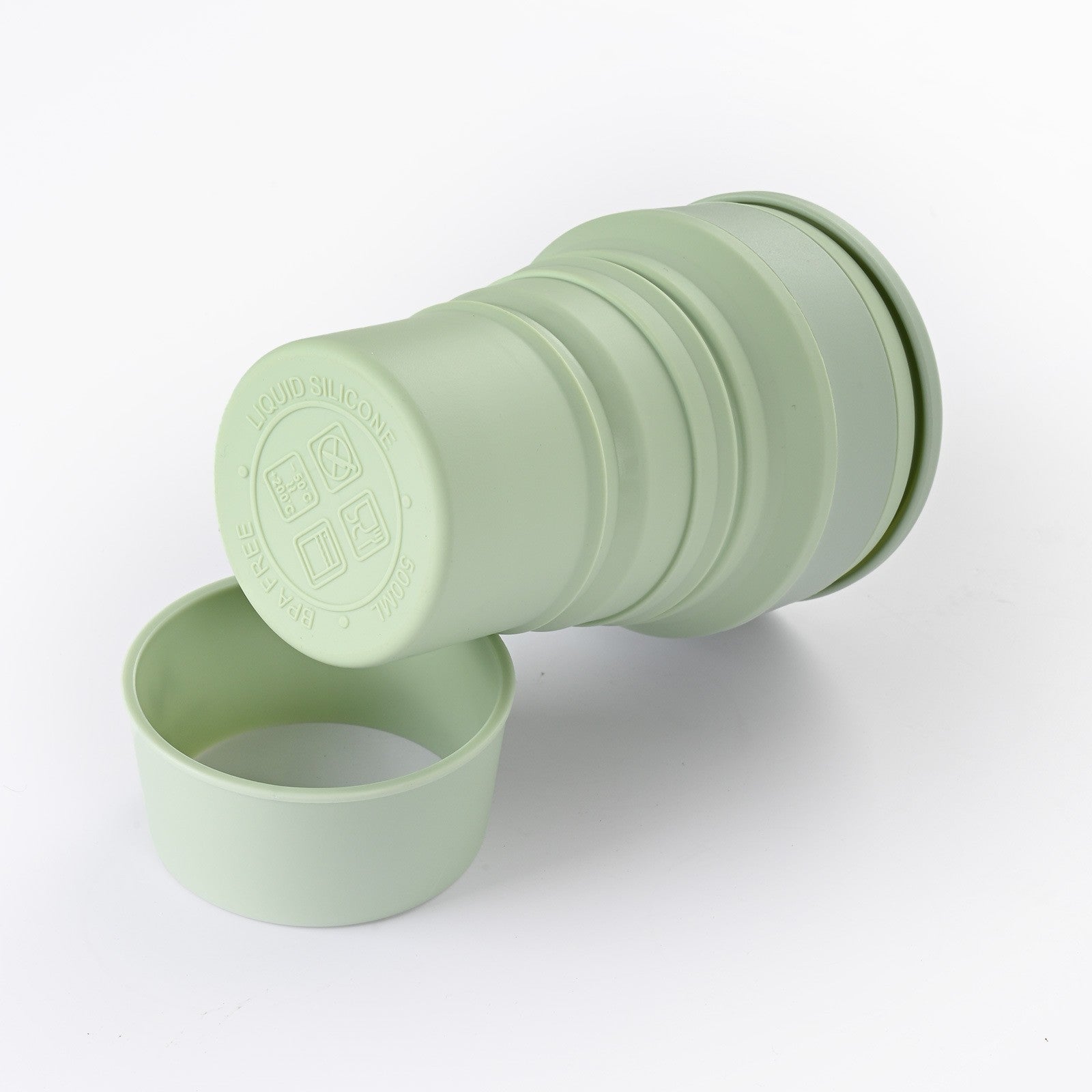 Pahar pliabil din silicon Flippy, pentru calatorii, camping, 350 ml,  8.2x6.3x9.1 cm, verde-7
