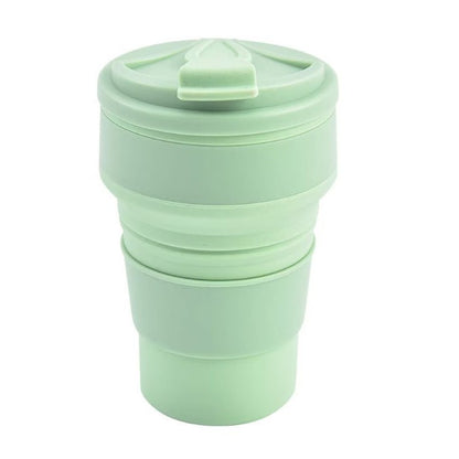 Pahar pliabil din silicon Flippy, pentru calatorii, camping, 350 ml,  8.2x6.3x9.1 cm, verde-0