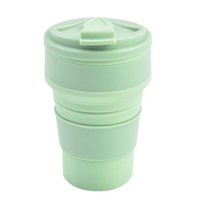 Pahar pliabil din silicon Flippy, pentru calatorii, camping, 350 ml,  8.2x6.3x9.1 cm, verde-0