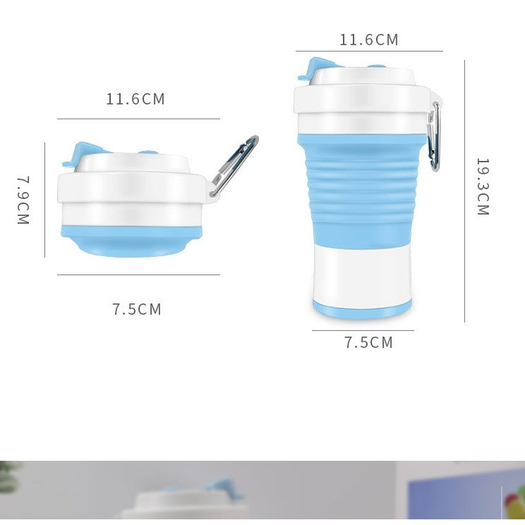 Pahar pliabil din silicon Flippy, pentru calatorii, camping, 750 ml, pai inclus, 11.6 x 19.3 cm, albastru-3