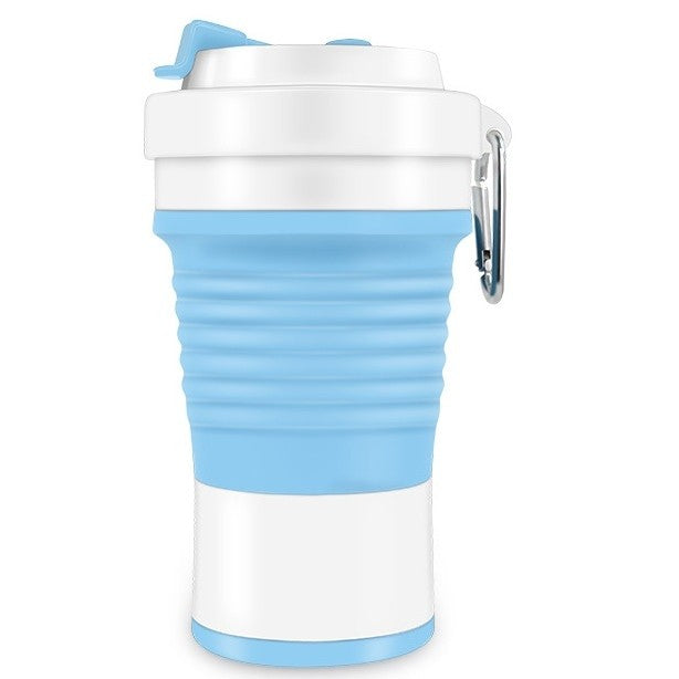 Pahar pliabil din silicon Flippy, pentru calatorii, camping, 750 ml, pai inclus, 11.6 x 19.3 cm, albastru-0
