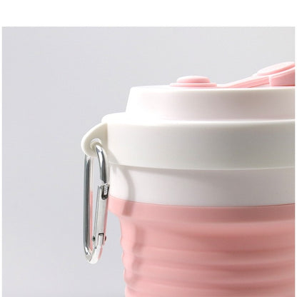 Pahar pliabil din silicon Flippy, pentru calatorii, camping, 750 ml, pai inclus, 11.6 x 19.3 cm, roz-2