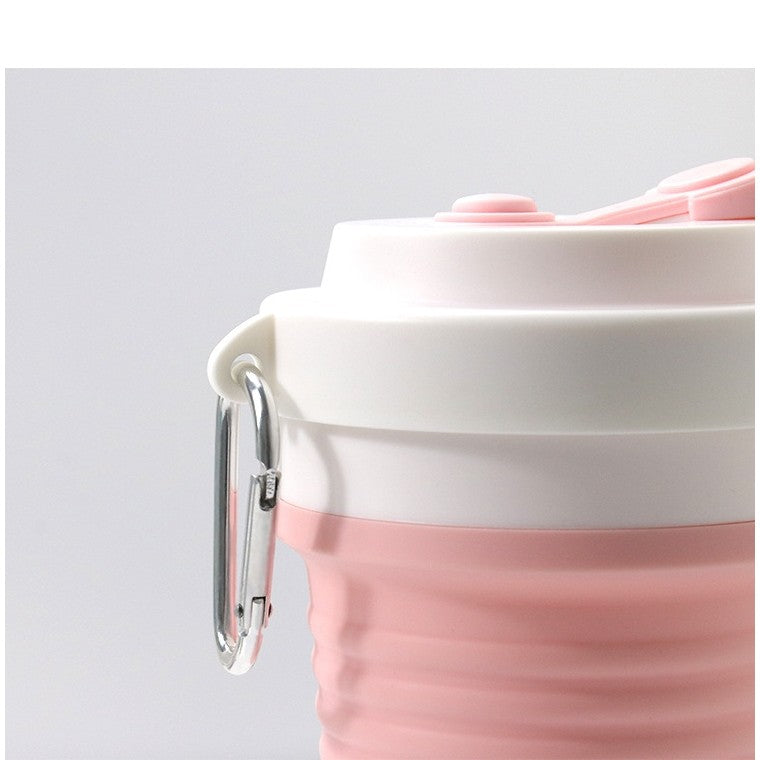 Pahar pliabil din silicon Flippy, pentru calatorii, camping, 750 ml, pai inclus, 11.6 x 19.3 cm, roz-2