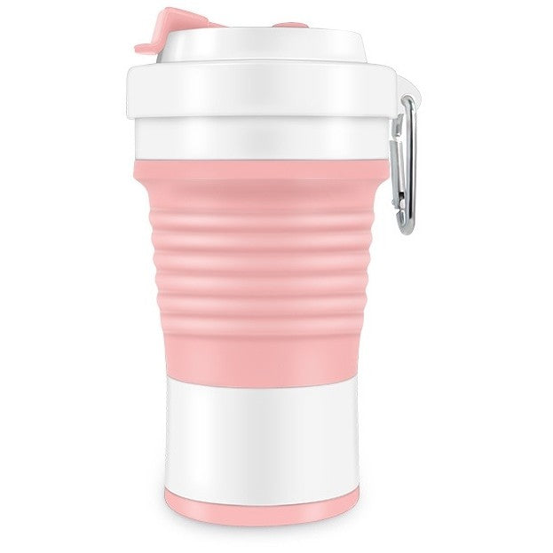 Pahar pliabil din silicon Flippy, pentru calatorii, camping, 750 ml, pai inclus, 11.6 x 19.3 cm, roz-0