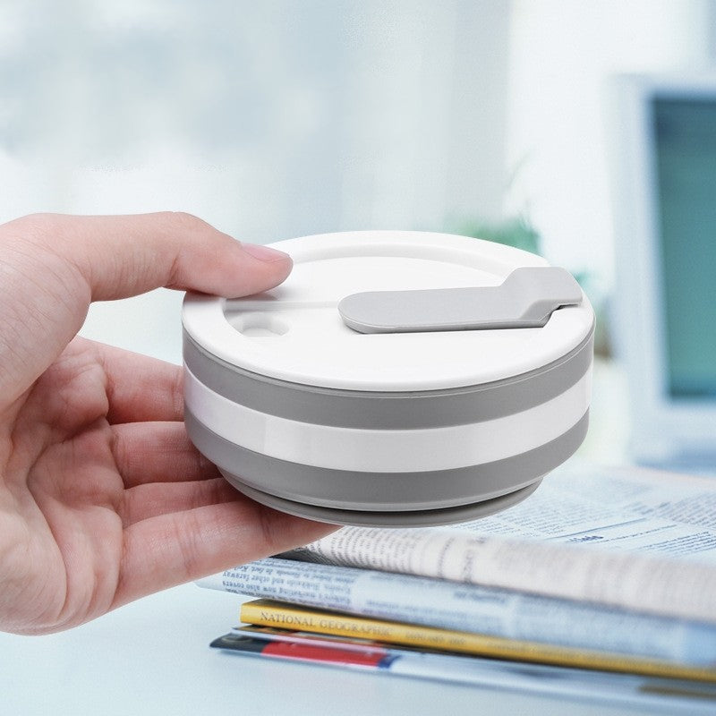 Pahar pliabil din silicon Flippy, prentru calatorii, 350 ml, pai inclus, 9 x 9.2 cm, gri-3