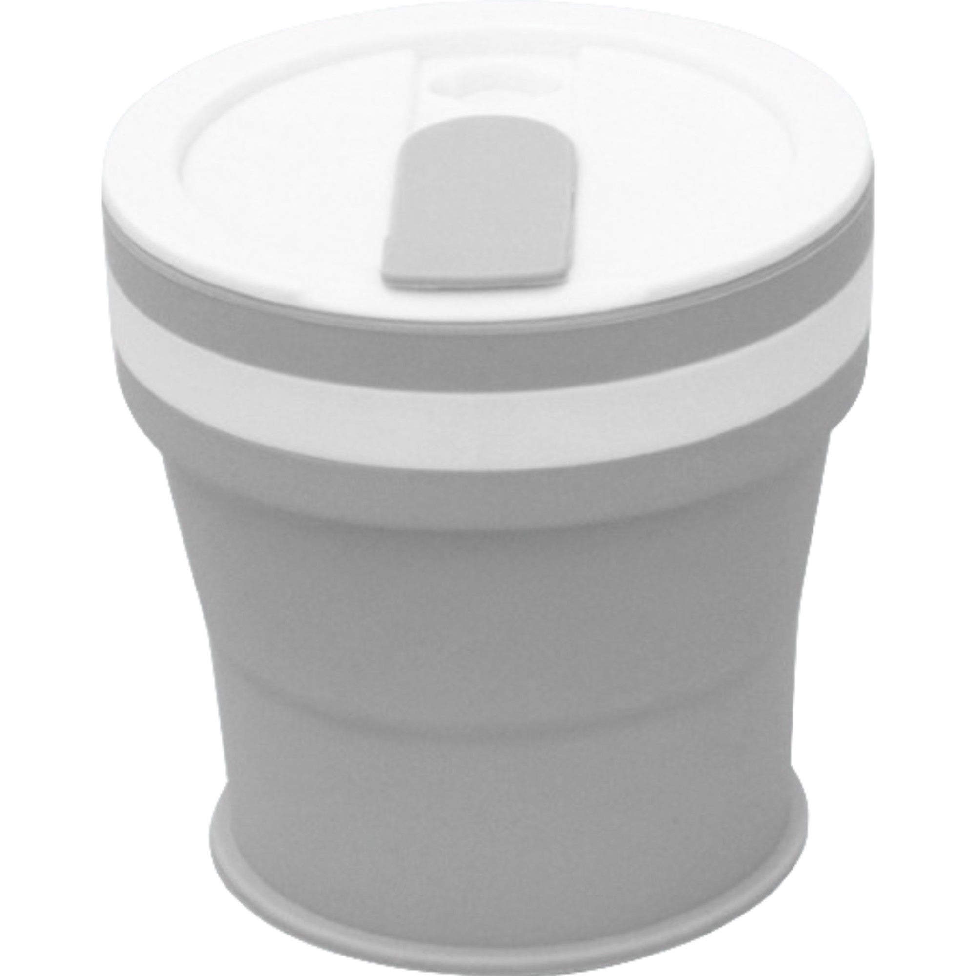 Pahar pliabil din silicon Flippy, prentru calatorii, 350 ml, pai inclus, 9 x 9.2 cm, gri-0