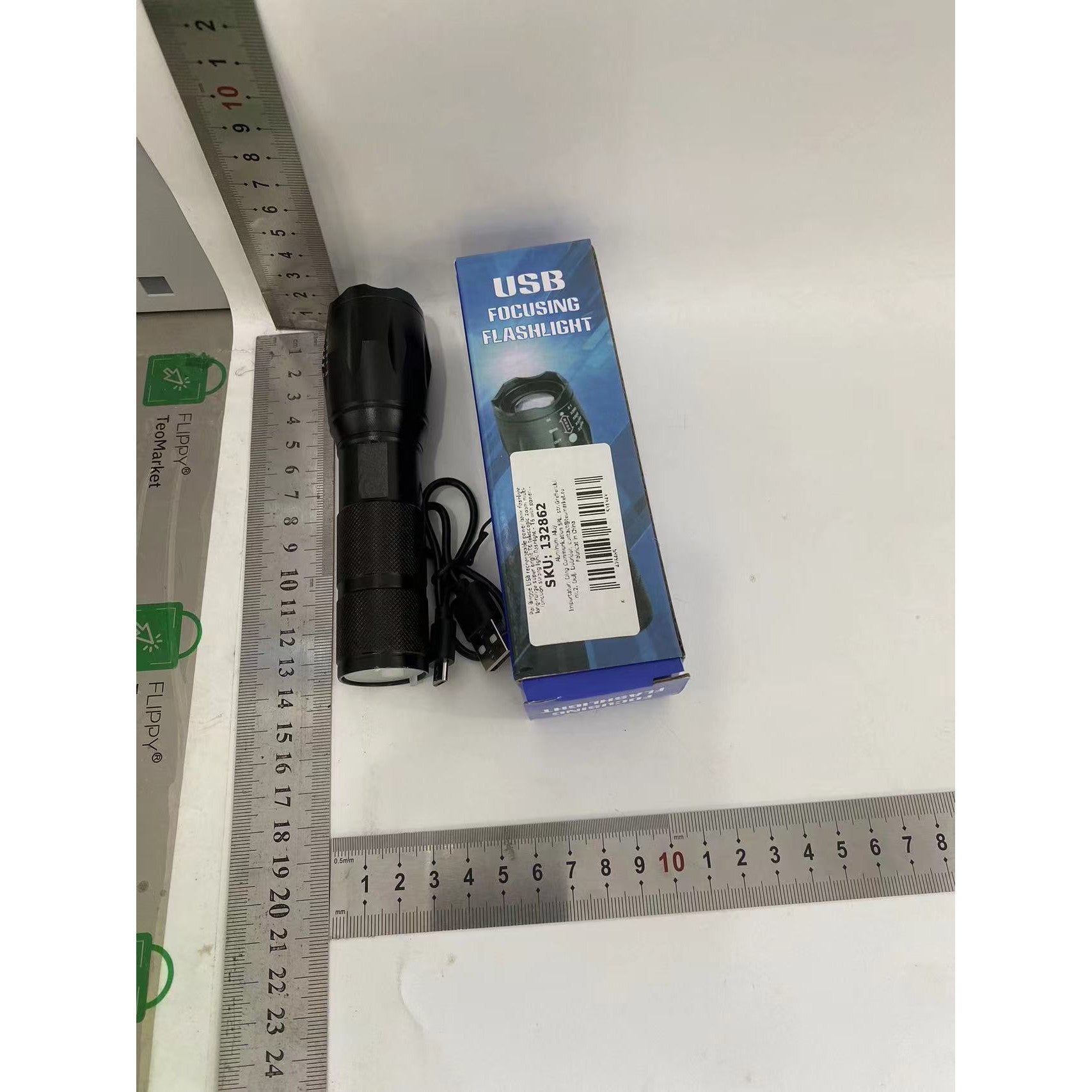 Lanterna Power Bank, Flippy, cu rază lungă de acțiune, super Luminoasa, T6 telescopic, zoom multi-funcție, Neagra-1