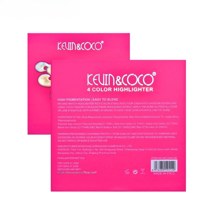 Paleta Iluminatoare, KEVIN&amp;COCO, 4 Culori Stay Wild, 12.2 x 12.2 x 0.9 cm-1