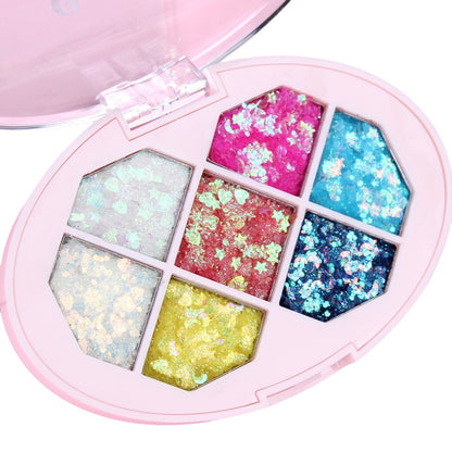 Paleta cu Glitter, Flippy, Varianta 1, 7 Nuante, Pentru Corp si Par, 50 g, Rezistent la Apa, 9.8 x 6.8 cm, Multicolor-3