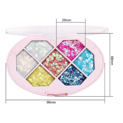 Paleta cu Glitter, Flippy, Varianta 1, 7 Nuante, Pentru Corp si Par, 50 g, Rezistent la Apa, 9.8 x 6.8 cm, Multicolor-4