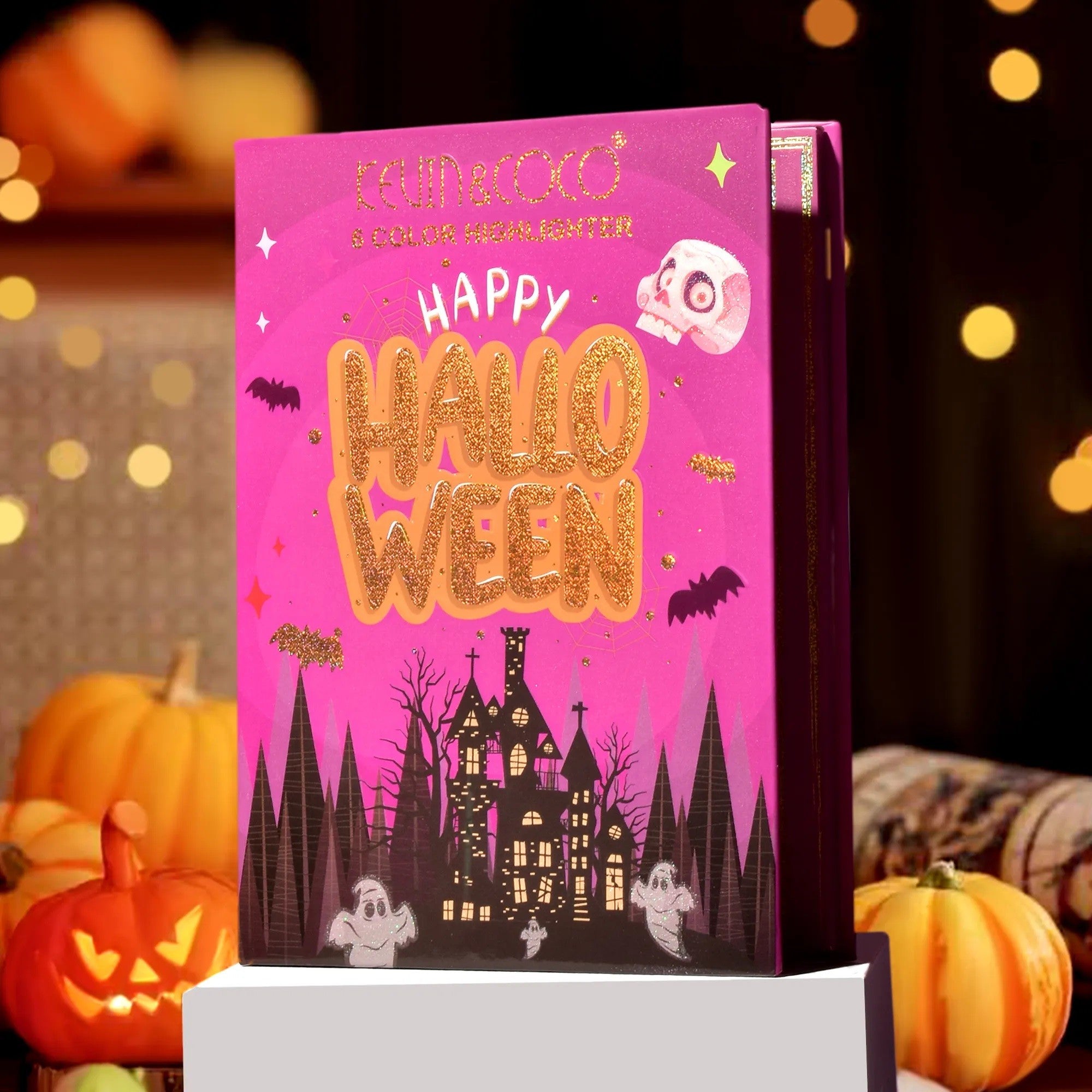 Paleta Iluminatoare, Flippy, 6 Nuante, Halloween, Culori Calde, Dreptunghiulara, 160g, Valabilitate 24 Luni, 17.4x11.5x1.3 cm, Varianta A, Nude-Rose-4