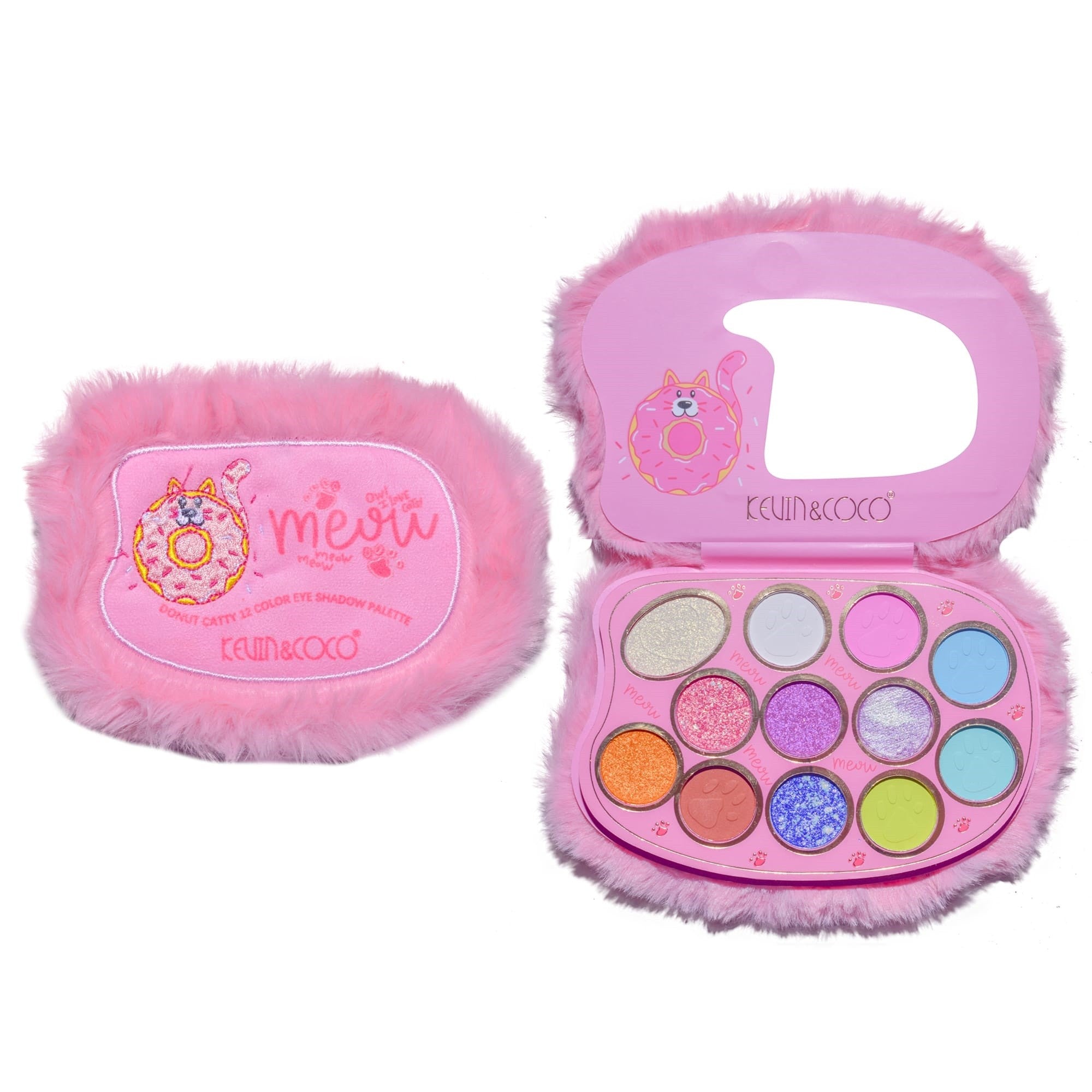 Paleta de Machiaj, KEVIN & COCO, Pink Fuzzy Fard de Pleoape,12 culori, 15 x 10.5 x 3 cm-4