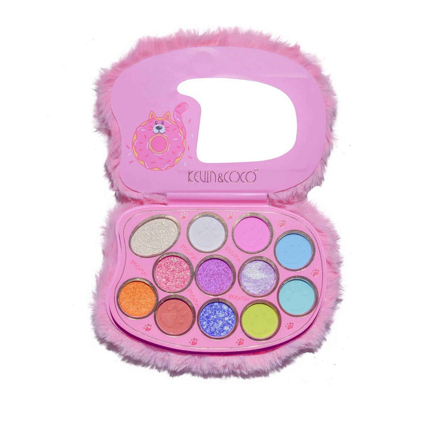 Paleta de Machiaj, KEVIN & COCO, Pink Fuzzy Fard de Pleoape,12 culori, 15 x 10.5 x 3 cm-0