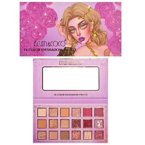 Paleta de farduri Kevin&Coco, 18 culori, nuante captivante, design compact, 19 x 10 cm, 180 g, multicolor-0