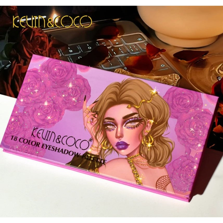 Paleta de farduri Kevin&Coco, 18 culori, nuante captivante, design compact, 19 x 10 cm, 180 g, multicolor-2
