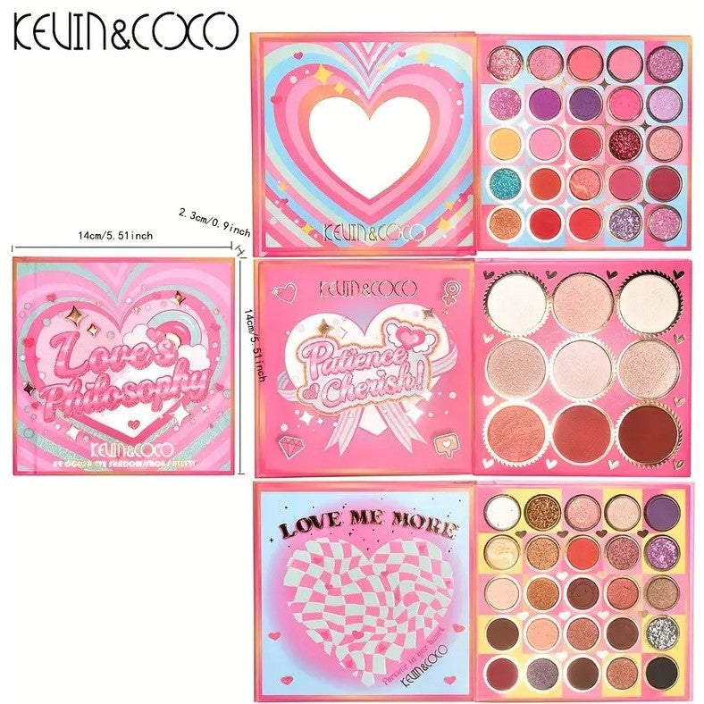 Paleta de Farduri Kevin&Coco, 59 culori, Stil Carte, 3 Straturi, Pudra Compacta, Clasic, Fara Sulfati, 14 x 14 cm, 80 g, multicolor-5