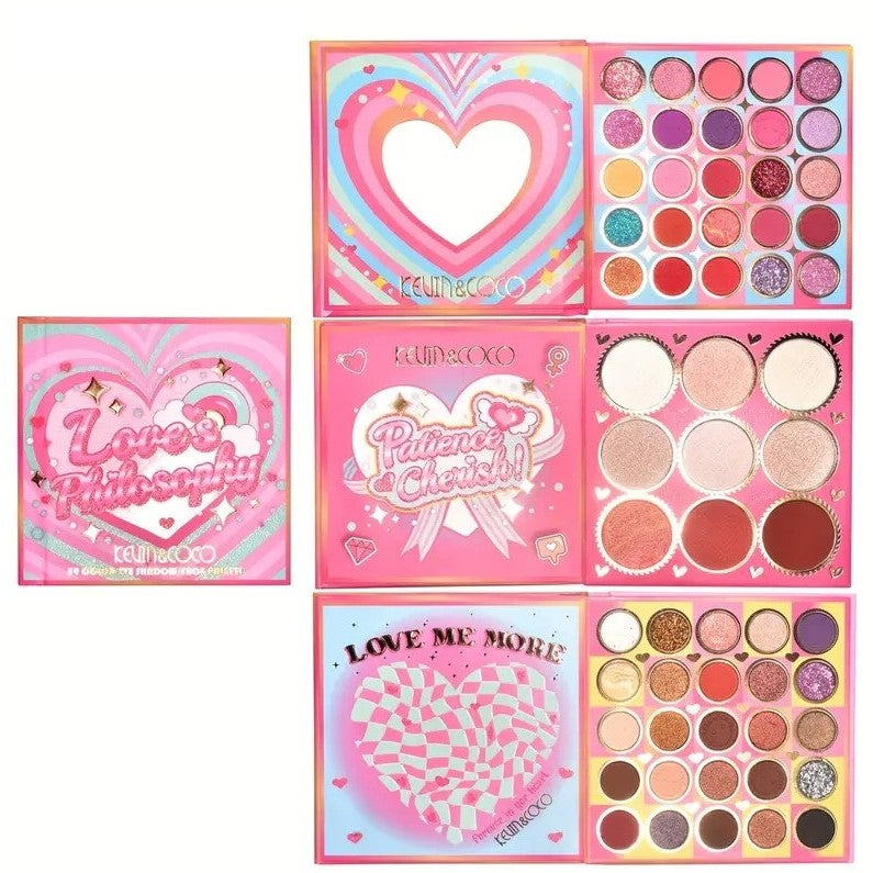 Paleta de Farduri Kevin&Coco, 59 culori, Stil Carte, 3 Straturi, Pudra Compacta, Clasic, Fara Sulfati, 14 x 14 cm, 80 g, multicolor-0