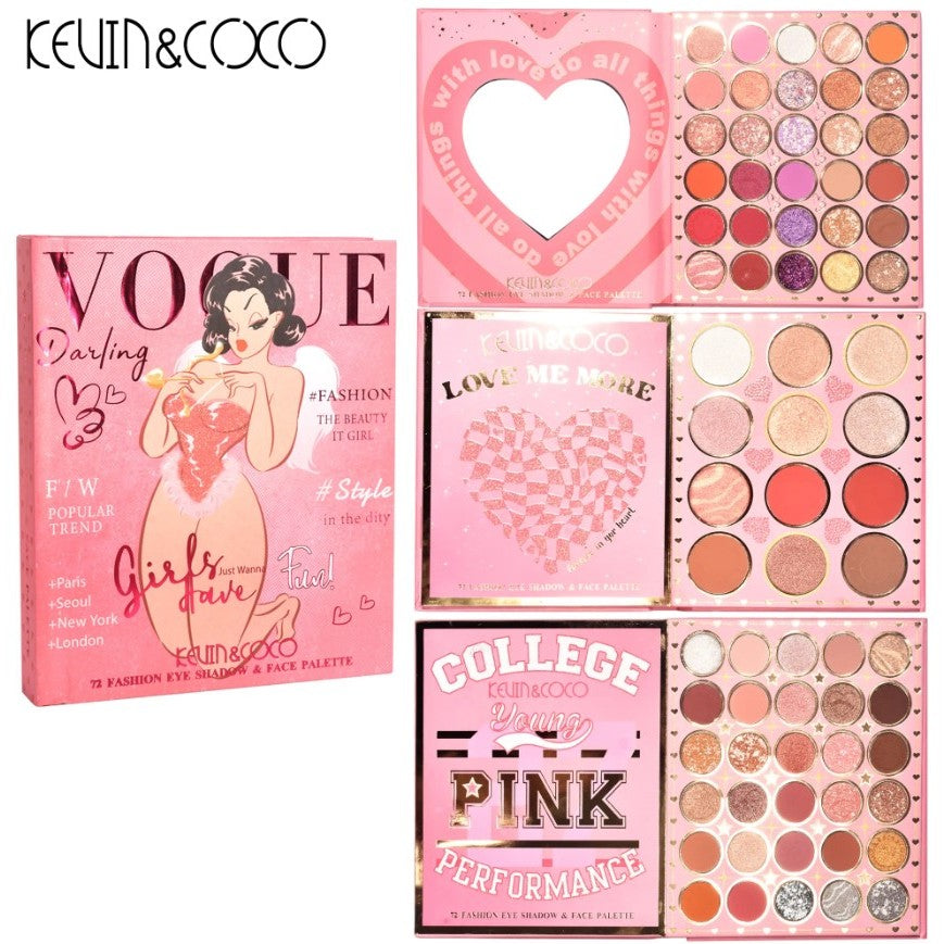 Paleta de Farduri Kevin&Coco, 72 culori, Stil Carte, 3 Straturi, Pudra Compacta, Clasic, Fara Sulfati, 14 x 14 cm, 90 g, multicolor-5