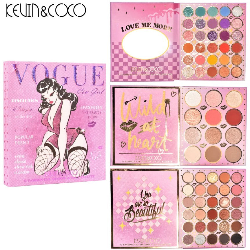 Paleta de Farduri Kevin&Coco, 72 culori, Stil Carte, 3 Straturi, Pudra Compacta, Clasic, Fara Sulfati, 14 x 14 cm, 80 g, multicolor-5