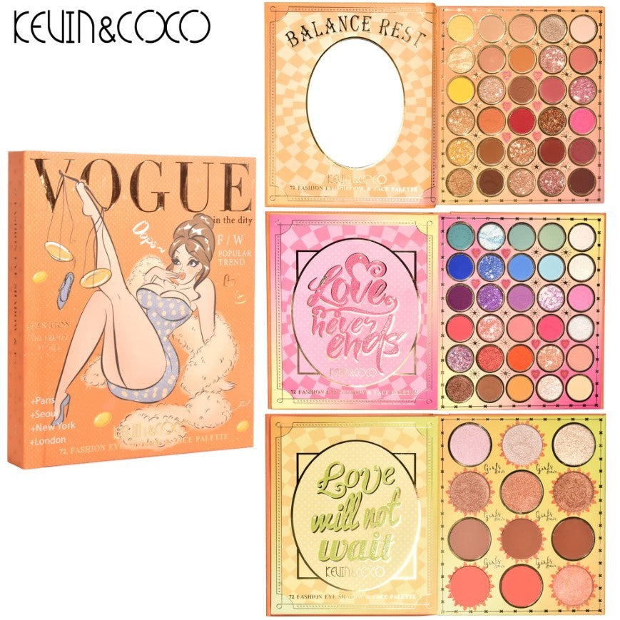 Paleta de Farduri Kevin&Coco, 72 culori, Stil Carte, 3 Straturi, Pudra Compacta, Clasic, Fara Sulfati, 14 x 14 cm, 80 g, multicolor-4