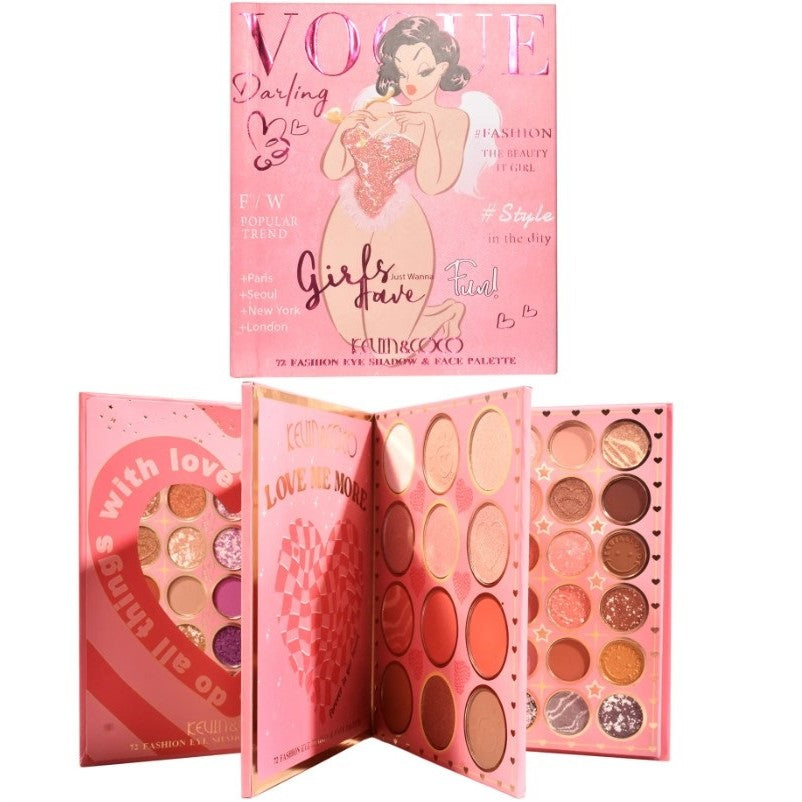 Paleta de Farduri Kevin&Coco, 72 culori, Stil Carte, 3 Straturi, Pudra Compacta, Clasic, Fara Sulfati, 14 x 14 cm, 90 g, multicolor-0