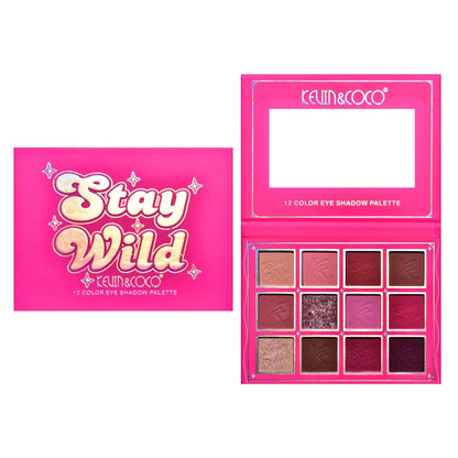 Paleta de Machiaj, KEVIN & COCO, Stay Wild. Fard de Pleoape, 12 culori, 13.6 x 10.4 x 0.9 cm-4