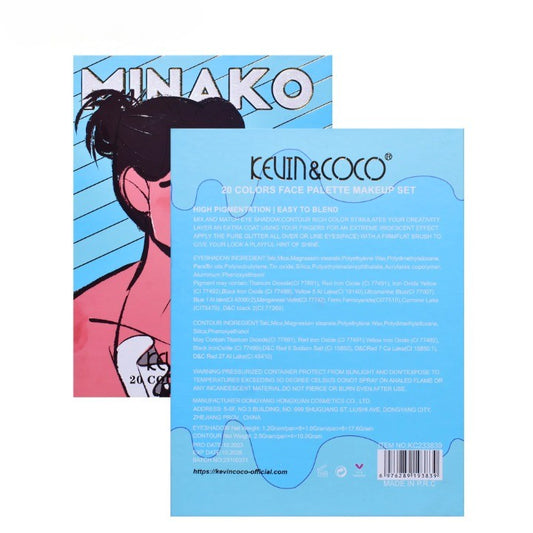 Paleta de Machiaj, KEVIN&amp;COCO, 20 Culori Blue Girl, Fard de Pleoape si Blush, Albastru-1