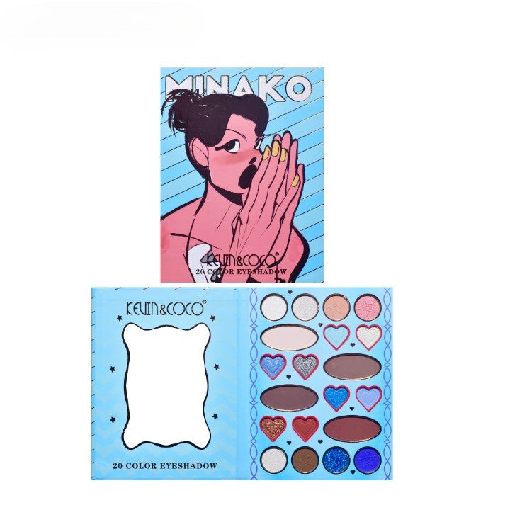 Paleta de Machiaj, KEVIN&amp;COCO, 20 Culori Blue Girl, Fard de Pleoape si Blush, Albastru-2