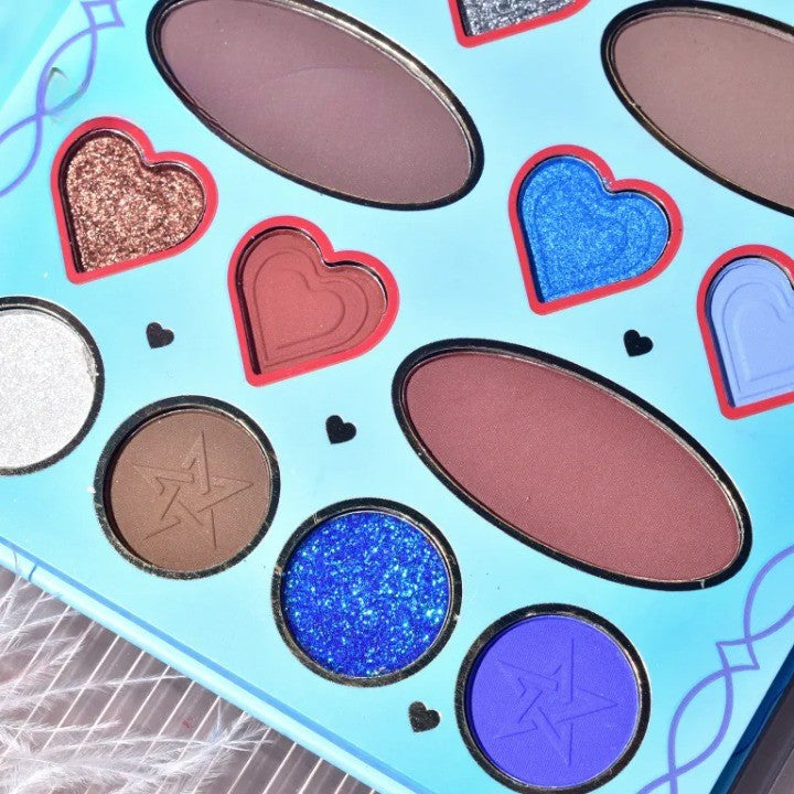Paleta de Machiaj, KEVIN&amp;COCO, 20 Culori Blue Girl, Fard de Pleoape si Blush, Albastru-4