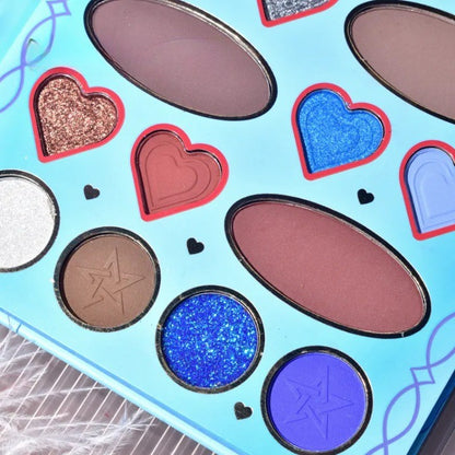 Paleta de Machiaj, KEVIN&amp;COCO, 20 Culori Blue Girl, Fard de Pleoape si Blush, Albastru-4
