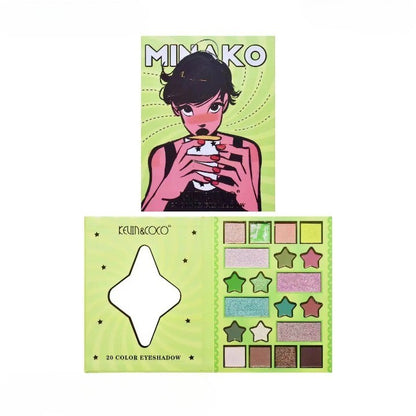 Paleta de Machiaj, KEVIN&amp;COCO, 20 Culori Green Girl, Fard de Pleoape si Blush, Verde-5