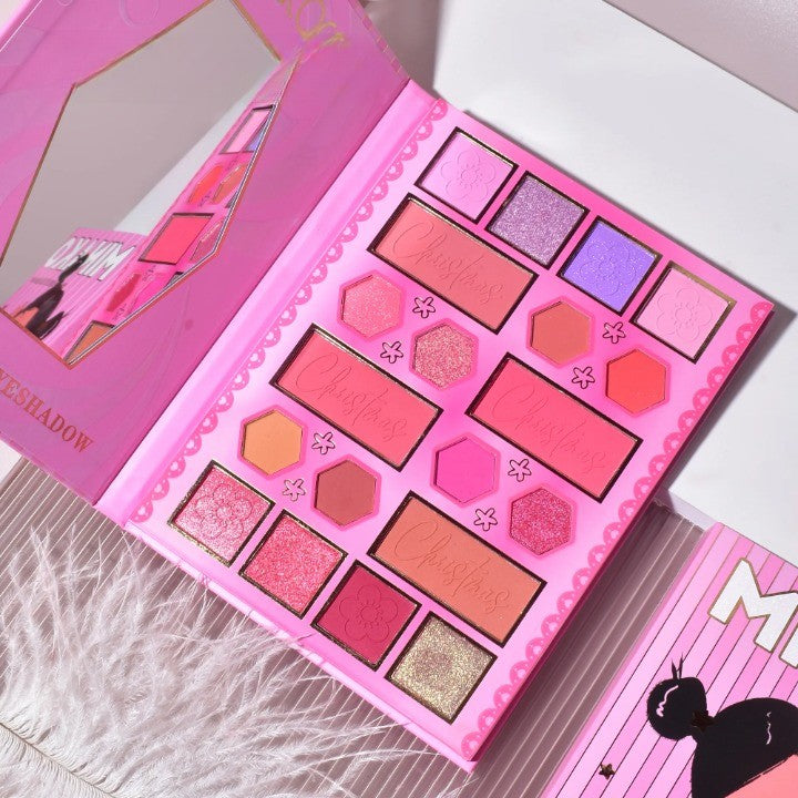 Paleta de Machiaj, KEVIN&COCO, 20 Culori Pink Girl, Fard de Pleoape si Blush, Roz-3