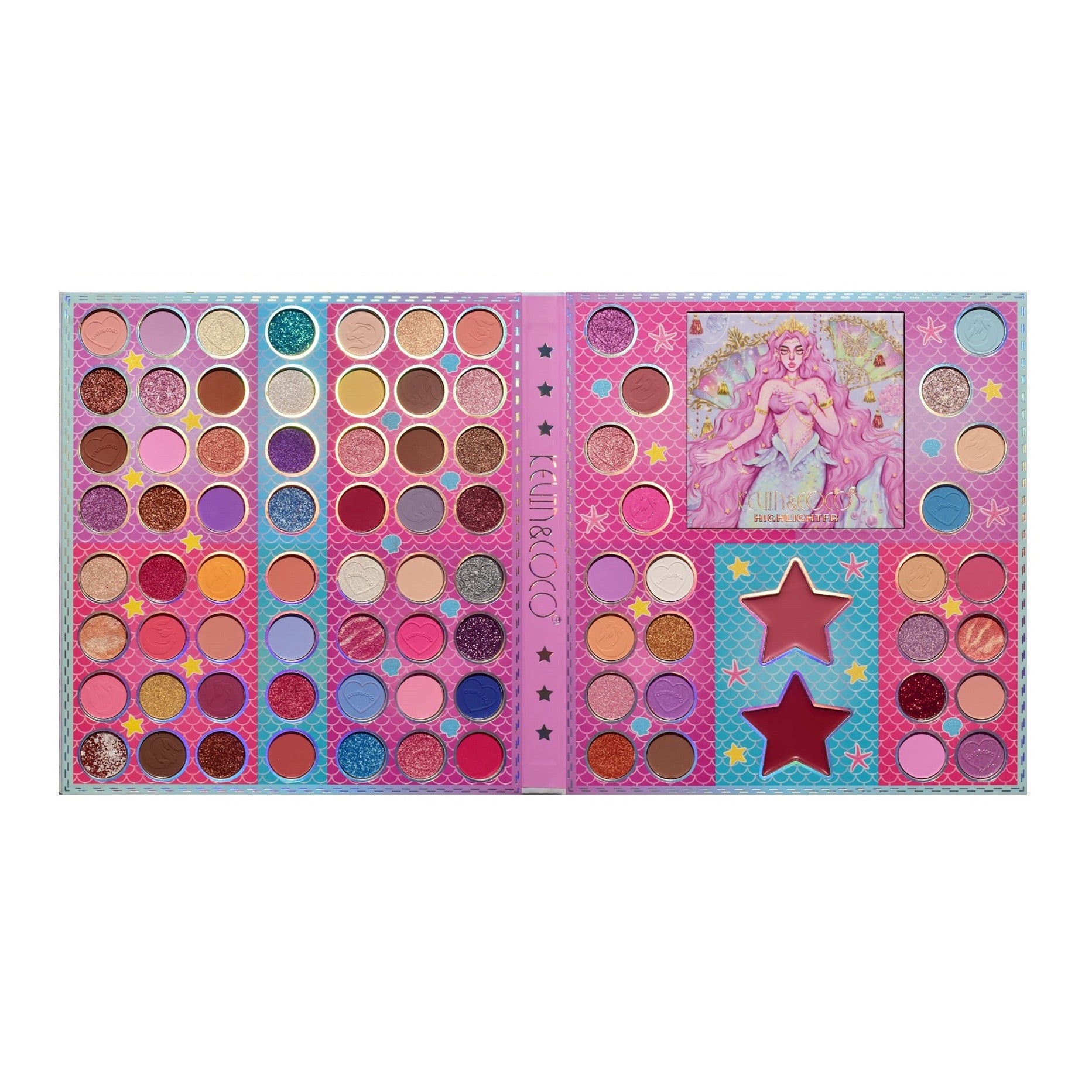 Trusa de Machiaj, KEVIN & COCO, Mermaids, 86 culori, 23.5 x 25 x 2.1 cm-6