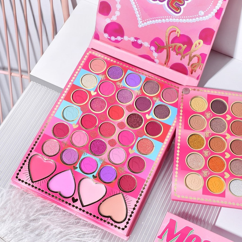 Trusa de Machiaj, KEVIN & COCO, Mean Girl Rose, Fard de Pleoape, Iluminator, Blush Cremos, 97 culori, 21 x 15.7 x 2.4 cm-6