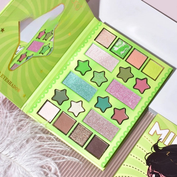 Paleta de Machiaj, KEVIN&amp;COCO, 20 Culori Green Girl, Fard de Pleoape si Blush, Verde-0