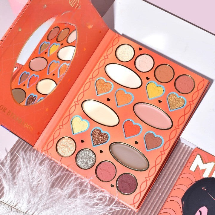 Paleta de Machiaj, KEVIN&amp;COCO, 20 Culori Orange Girl, Fard de Pleoape si Blush, Portocaliu-0