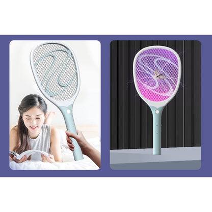 Paleta Electrica pentru Tantari, Muste sau Insecte LED, Flippy, Reincarcabila, Incarcare USB, Plastic, Casa si Gradina, Anti-insecte, Alb-Albastru-4