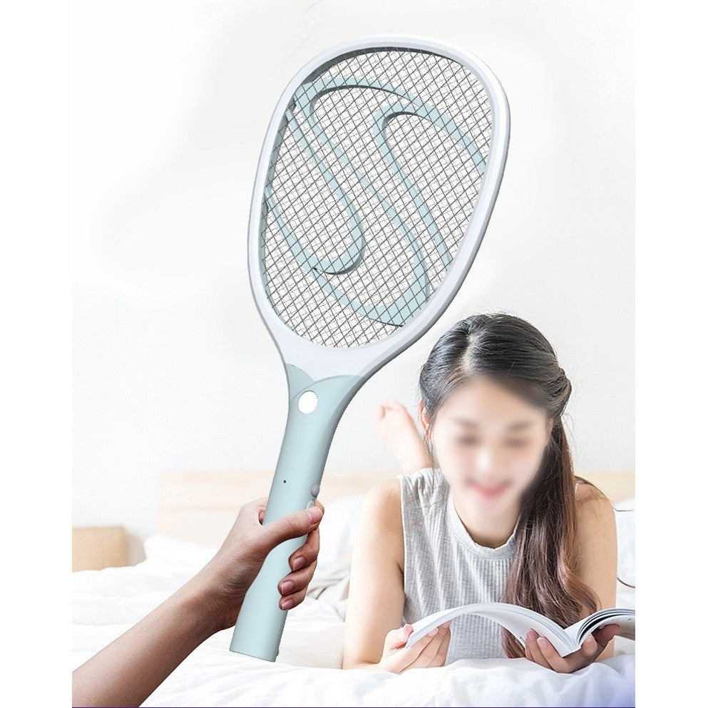 Paleta Electrica pentru Tantari, Muste sau Insecte LED, Flippy, Reincarcabila, Incarcare USB, Plastic, Casa si Gradina, Anti-insecte, Alb-Albastru-5