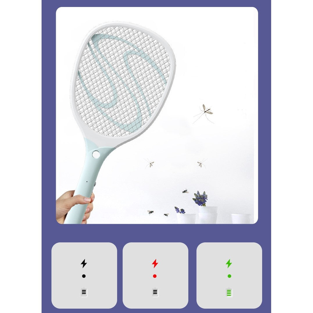 Paleta Electrica pentru Tantari, Muste sau Insecte LED, Flippy, Reincarcabila, Incarcare USB, Plastic, Casa si Gradina, Anti-insecte, Alb-Albastru-8