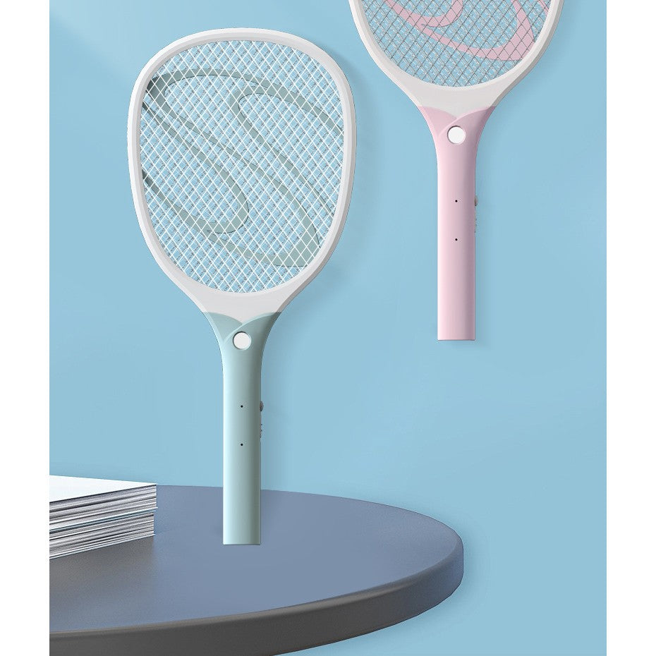 Paleta Electrica pentru Tantari, Muste sau Insecte LED, Flippy, Reincarcabila, Incarcare USB, Plastic, Casa si Gradina, Anti-insecte, Alb-Albastru-11