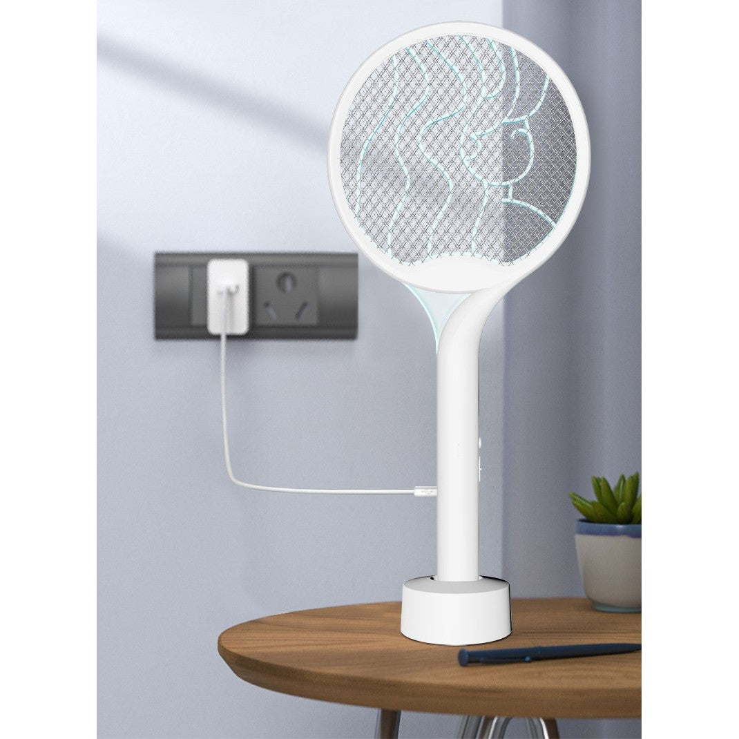 Paleta Electrica pentru Tantari, Muste si Tantari 2in1, Flippy, Reincarcabila, Incarcare USB, 2600V, Plastic, Casa si Gradina, Anti-insecte, Stand, 23x51 cm, Alb-2
