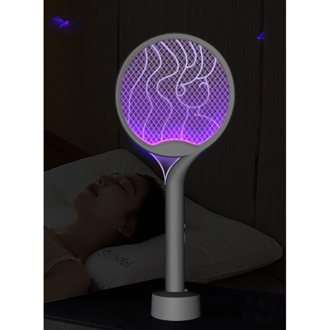 Paleta Electrica pentru Tantari, Muste si Tantari 2in1, Flippy, Reincarcabila, Incarcare USB, 2600V, Plastic, Casa si Gradina, Anti-insecte, Stand, 23x51 cm, Gri-3