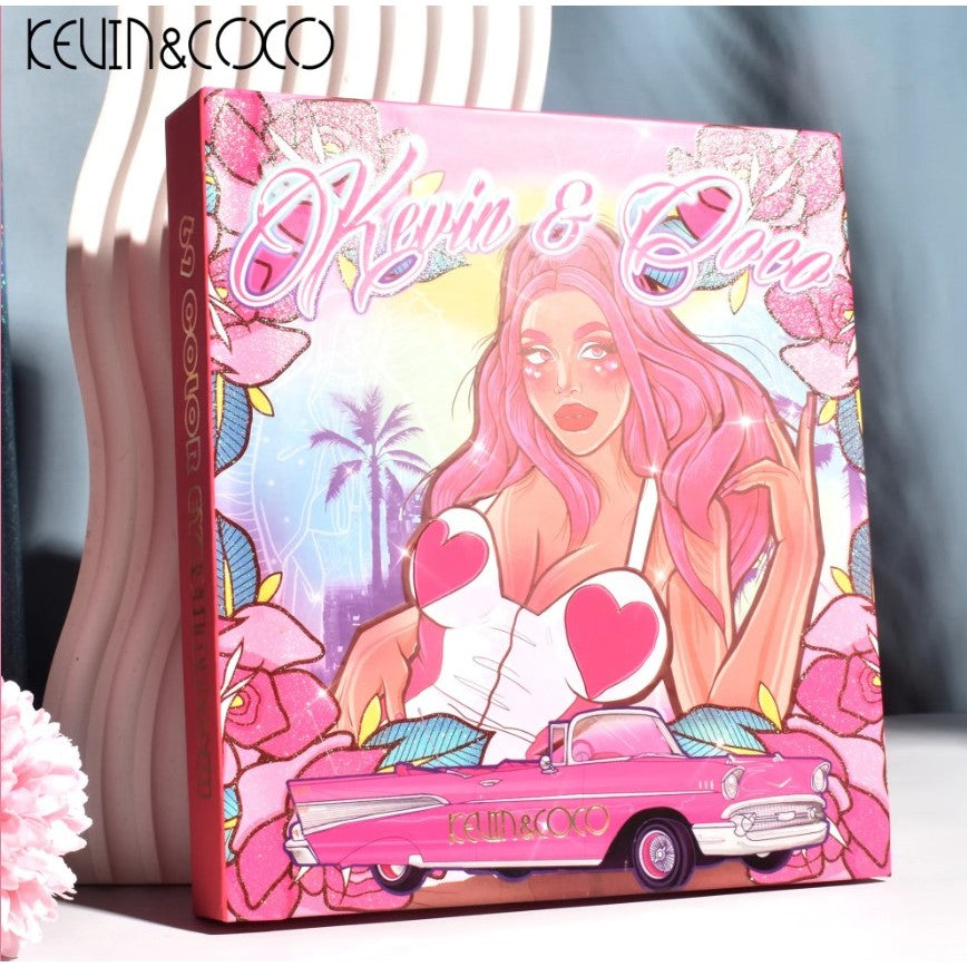 Paleta farduri Kevin&Coco, 69 nuante, blush, iluminator, conturing, deschidere tip carte, 18.6 x 16.5 cm, 97 g, multicolor, model 2-4