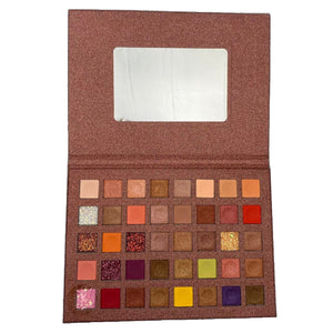 Paleta de farduri cu 40 de culori pigmentate, Maro cu sclipici,  Flippy-0